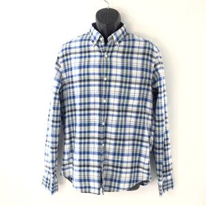 J Crew Mens Shirt Homespun Blue Plaid Casual Cotton Button Down Long Sleeve Sz M